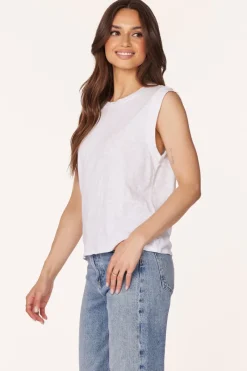 Tanks*bobi Los Angeles SLEEVELESS CREWNECK TOP WHITE