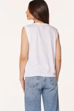 Tanks*bobi Los Angeles SLEEVELESS CREWNECK TOP WHITE