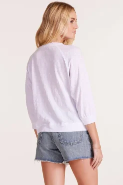 Tops*bobi Los Angeles 3/4 SLEEVE RAGLAN TEE WITH BANDS WHITE