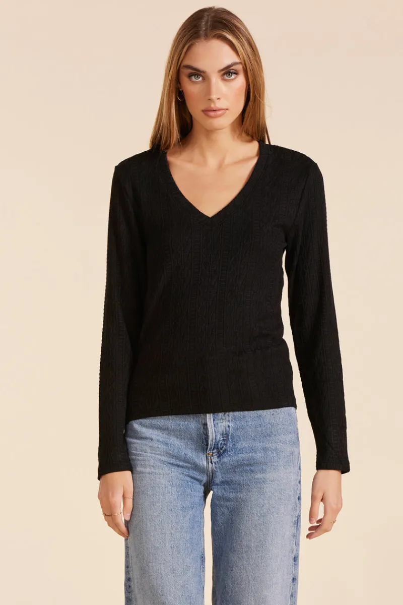 Sweaters|Tops*bobi Los Angeles SLIM SWEATER BLACK