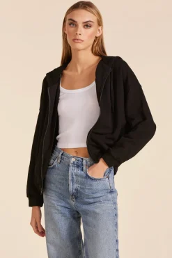 Outerwear*bobi Los Angeles SLOUCHY ZIP FRONT HOODIE BLACK