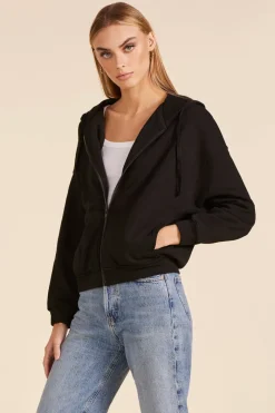Outerwear*bobi Los Angeles SLOUCHY ZIP FRONT HOODIE BLACK