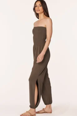 Jumpsuits*bobi Los Angeles SMOCKED TOP SPLIT LEG JUMPSUIT TROOPS