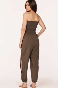 Jumpsuits*bobi Los Angeles SMOCKED TOP SPLIT LEG JUMPSUIT TROOPS