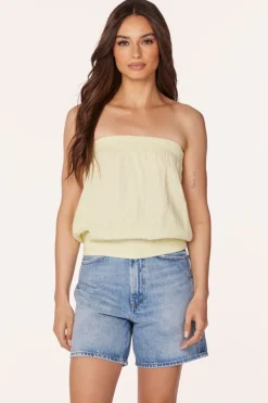 Tops*bobi Los Angeles SMOCKED TUBE TOP SUNLIGHT