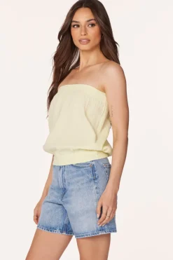 Tops*bobi Los Angeles SMOCKED TUBE TOP SUNLIGHT