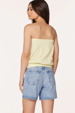 Tops*bobi Los Angeles SMOCKED TUBE TOP SUNLIGHT
