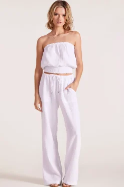 Tops*bobi Los Angeles SMOCKED TUBE TOP WHITE