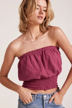 Tops*bobi Los Angeles SMOCKED TUBE TOP CHUTNEY