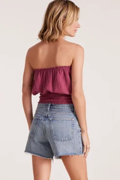 Tops*bobi Los Angeles SMOCKED TUBE TOP CHUTNEY