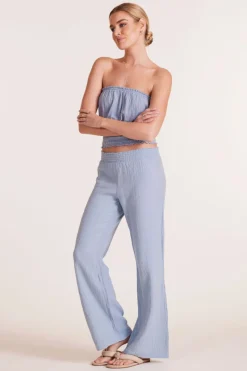 Bottoms*bobi Los Angeles SMOCKED WAIST WIDE LEG PANT WATER