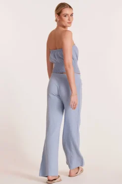 Bottoms*bobi Los Angeles SMOCKED WAIST WIDE LEG PANT WATER
