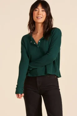 Tops*bobi Los Angeles SPLIT NECK BOXY TEE PINES