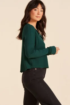 Tops*bobi Los Angeles SPLIT NECK BOXY TEE PINES