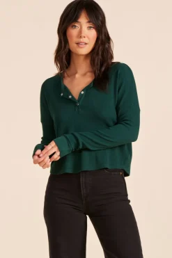 Tops*bobi Los Angeles SPLIT NECK BOXY TEE PINES