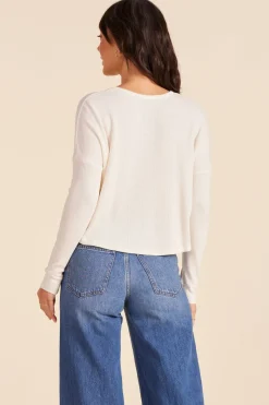 Tops*bobi Los Angeles SPLIT NECK BOXY TEE PARCHMENT