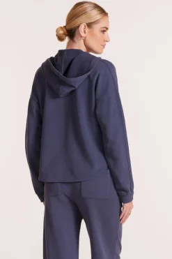 Tops*bobi Los Angeles SPLIT NECK HOODIE GRANITE