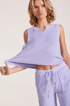 Tanks*bobi Los Angeles SPLIT NECK MUSCLE TANK LIGHT LILAC