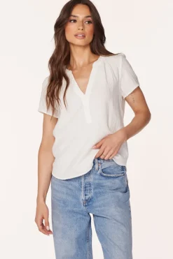 Tops*bobi Los Angeles SPLIT NECK TOP CREAM