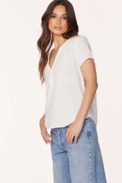 Tops*bobi Los Angeles SPLIT NECK TOP CREAM
