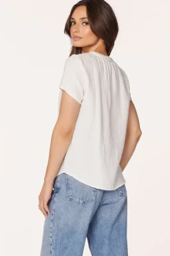 Tops*bobi Los Angeles SPLIT NECK TOP CREAM