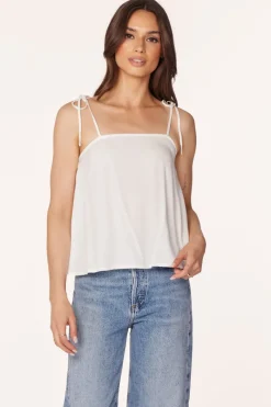 Tanks*bobi Los Angeles SQUARE NECK TIE CAMI IVORY