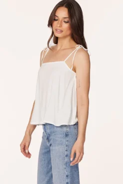 Tanks*bobi Los Angeles SQUARE NECK TIE CAMI IVORY