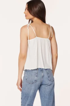 Tanks*bobi Los Angeles SQUARE NECK TIE CAMI IVORY
