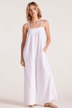 Jumpsuits*bobi Los Angeles SQUARE NECK WIDE LEG JUMPSUIT WHITE