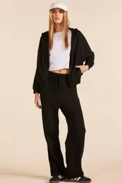 Bottoms*bobi Los Angeles STRAIGHT LEG HIGH WAIST SWEATPANT BLACK