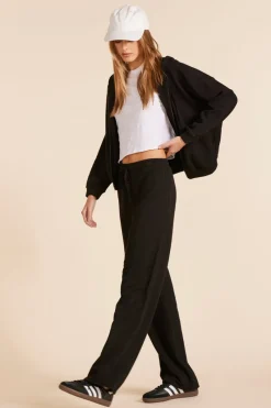 Bottoms*bobi Los Angeles STRAIGHT LEG HIGH WAIST SWEATPANT BLACK