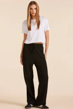Bottoms*bobi Los Angeles STRAIGHT LEG HIGH WAIST SWEATPANT BLACK