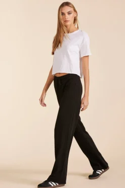 Bottoms*bobi Los Angeles STRAIGHT LEG HIGH WAIST SWEATPANT BLACK