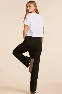 Bottoms*bobi Los Angeles STRAIGHT LEG HIGH WAIST SWEATPANT BLACK