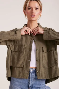 Outerwear*bobi Los Angeles SWING JACKET WITH POCKETS PESTO
