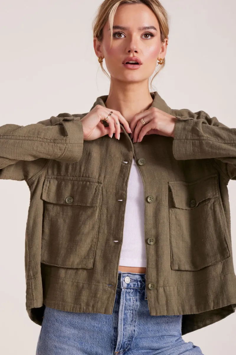 Outerwear*bobi Los Angeles SWING JACKET WITH POCKETS PESTO