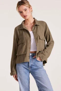 Outerwear*bobi Los Angeles SWING JACKET WITH POCKETS PESTO