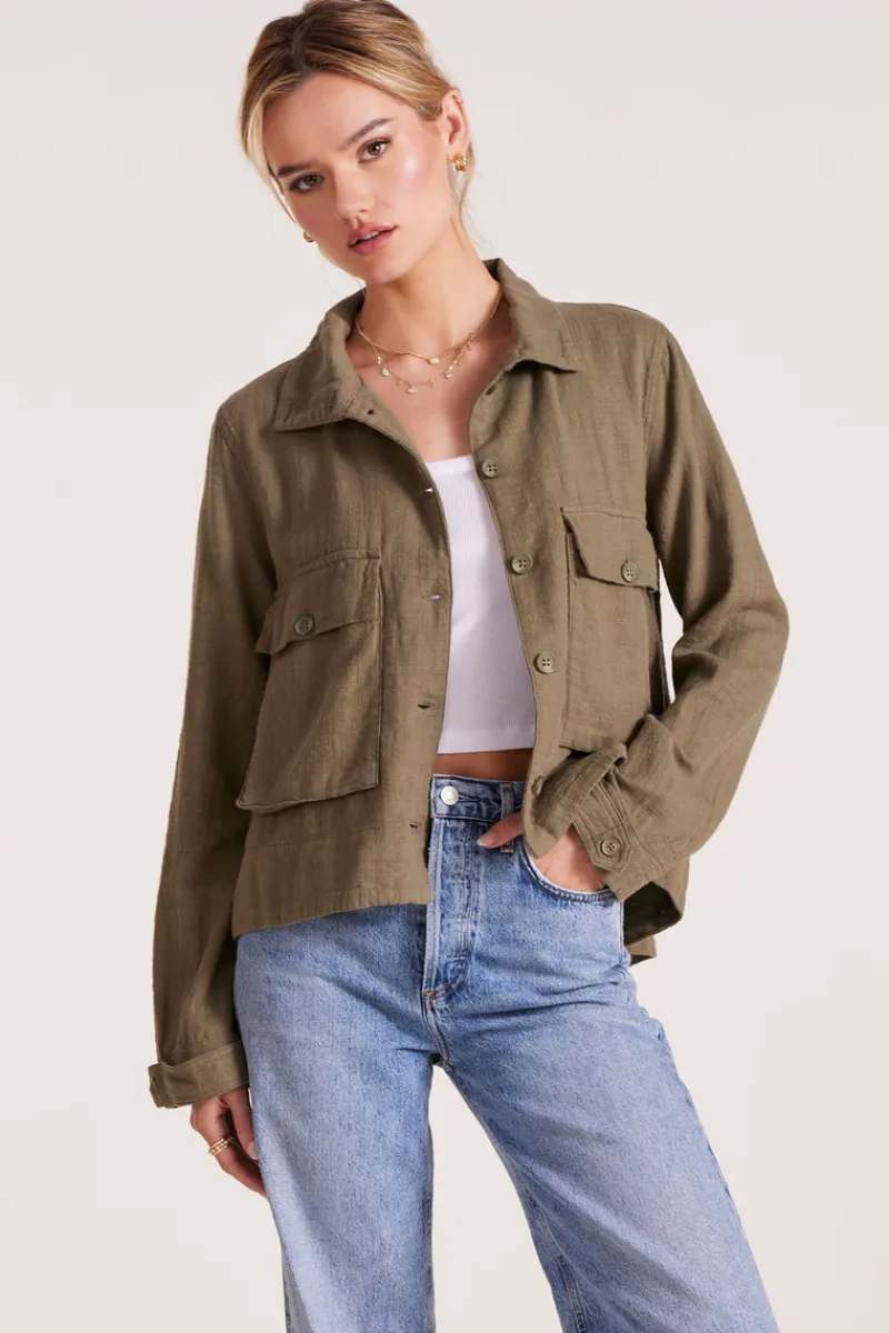 Outerwear*bobi Los Angeles SWING JACKET WITH POCKETS PESTO