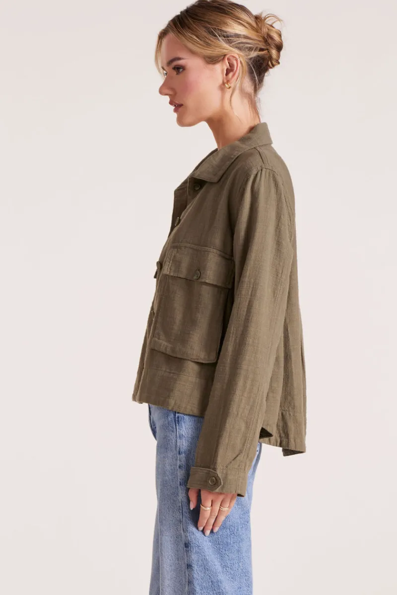 Outerwear*bobi Los Angeles SWING JACKET WITH POCKETS PESTO