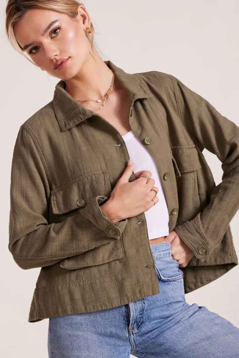 Outerwear*bobi Los Angeles SWING JACKET WITH POCKETS PESTO