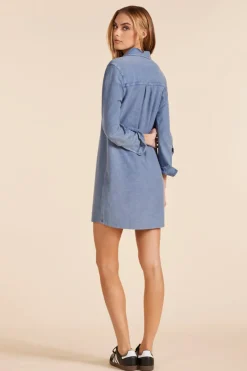 Dresses*bobi Los Angeles TAB SLEEVE SHIRT DRESS INDIGO