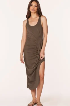Dresses*bobi Los Angeles TANK DRESS WITH ASYMMETRICAL SKIRT TROOPS