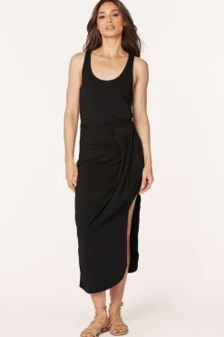 Dresses*bobi Los Angeles TANK DRESS WITH ASYMMETRICAL SKIRT BLACK