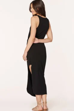 Dresses*bobi Los Angeles TANK DRESS WITH ASYMMETRICAL SKIRT BLACK