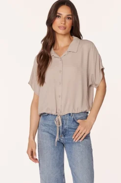 Tops*bobi Los Angeles TIE HEM BLOUSE TAN