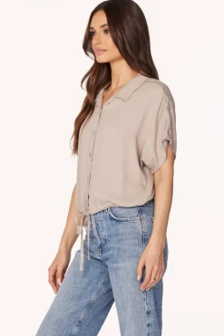 Tops*bobi Los Angeles TIE HEM BLOUSE TAN