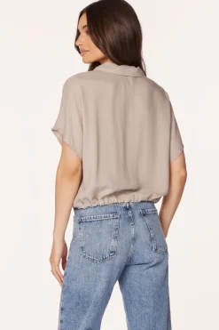 Tops*bobi Los Angeles TIE HEM BLOUSE TAN