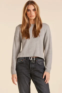 Sweaters*bobi Los Angeles TIE HEM CREWNECK SWEATER HTHR GREY