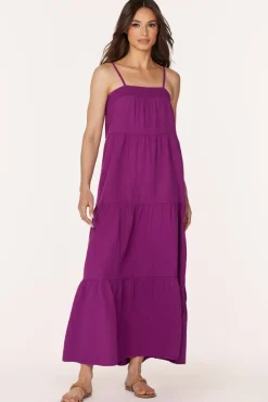 Dresses*bobi Los Angeles TIERED CAMI MAXI DRESS ACAI