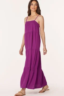 Dresses*bobi Los Angeles TIERED CAMI MAXI DRESS ACAI